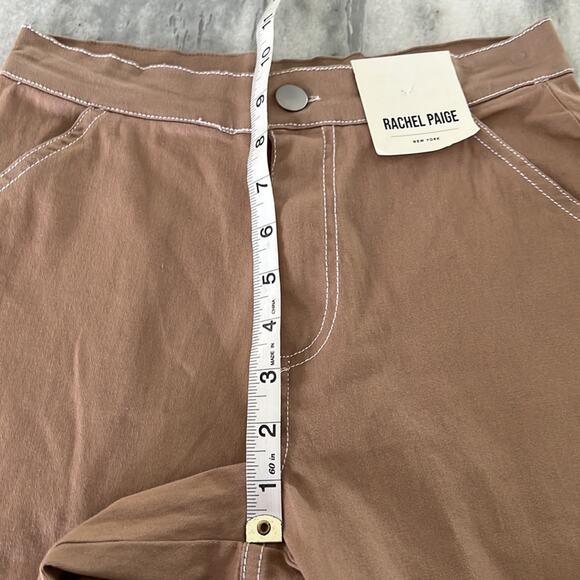 Rachel Paige XS Wide Leg Light Brown Cargo Pants Zip  Pockets Twill Streetwear - Picture 7 of 12